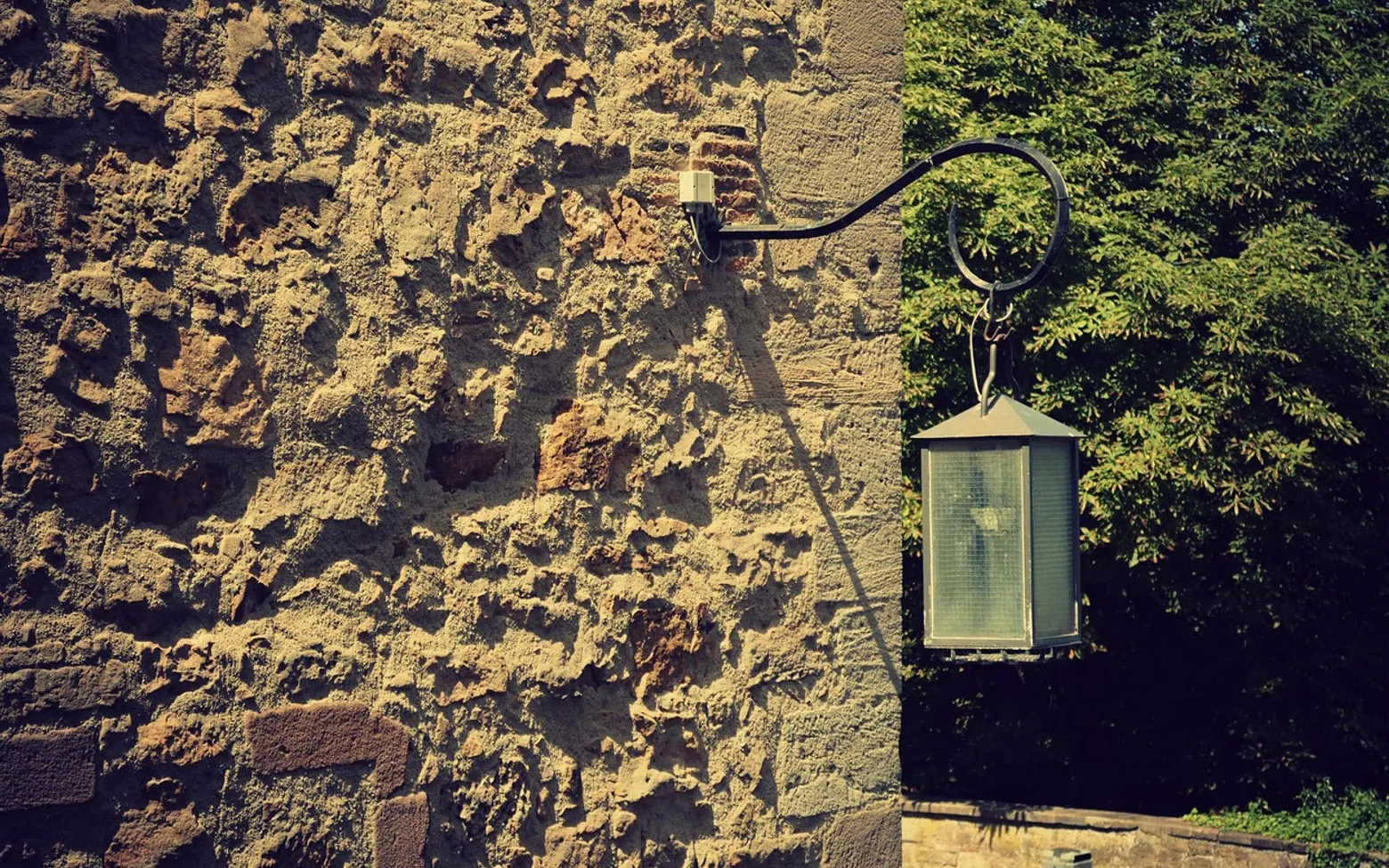 Lamp, wall and stone