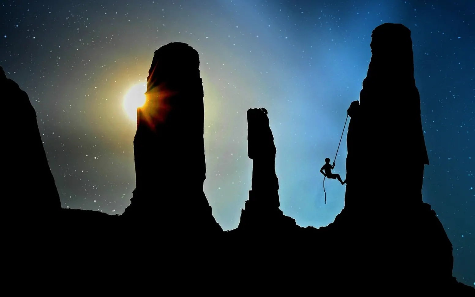 Mountaineer, climb and rock climber